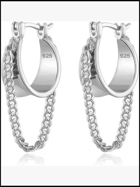 Jewelry - Trendy Chain Tassel Dangle Earrings 925 Sterling Silver Post Hypoallergenic Gift